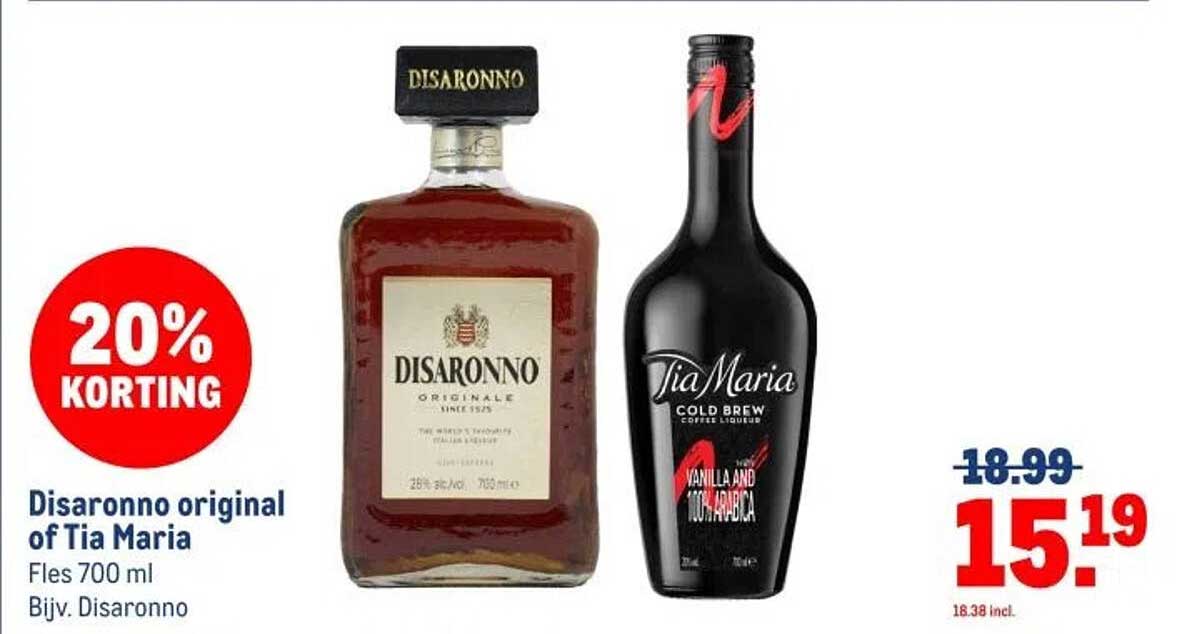 Disaronno original of Tia Maria Fles 700 ml
