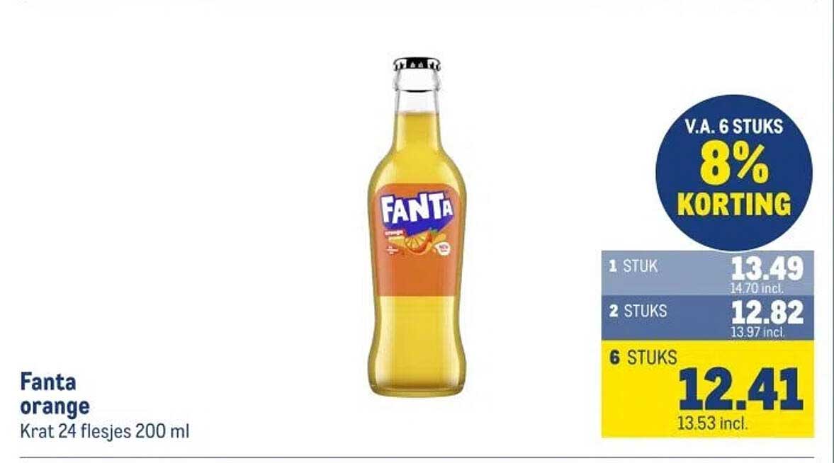 Fanta orange Krat 24 flesjes 200 ml