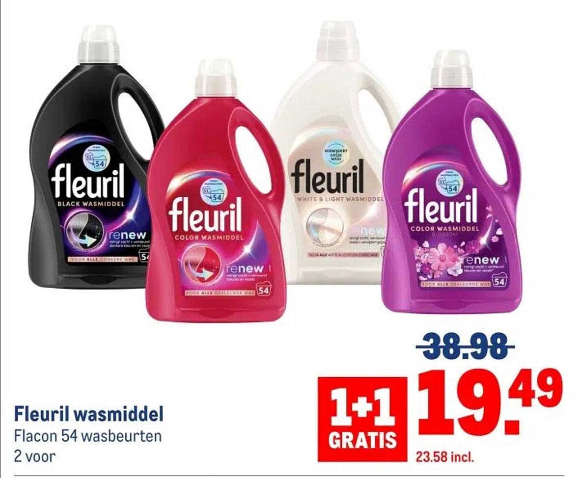 Fleuril wasmiddel Flacon 54 wasbeurten 2 voor