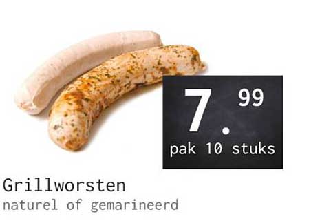 Grillworsten naturel of gemarineerd
