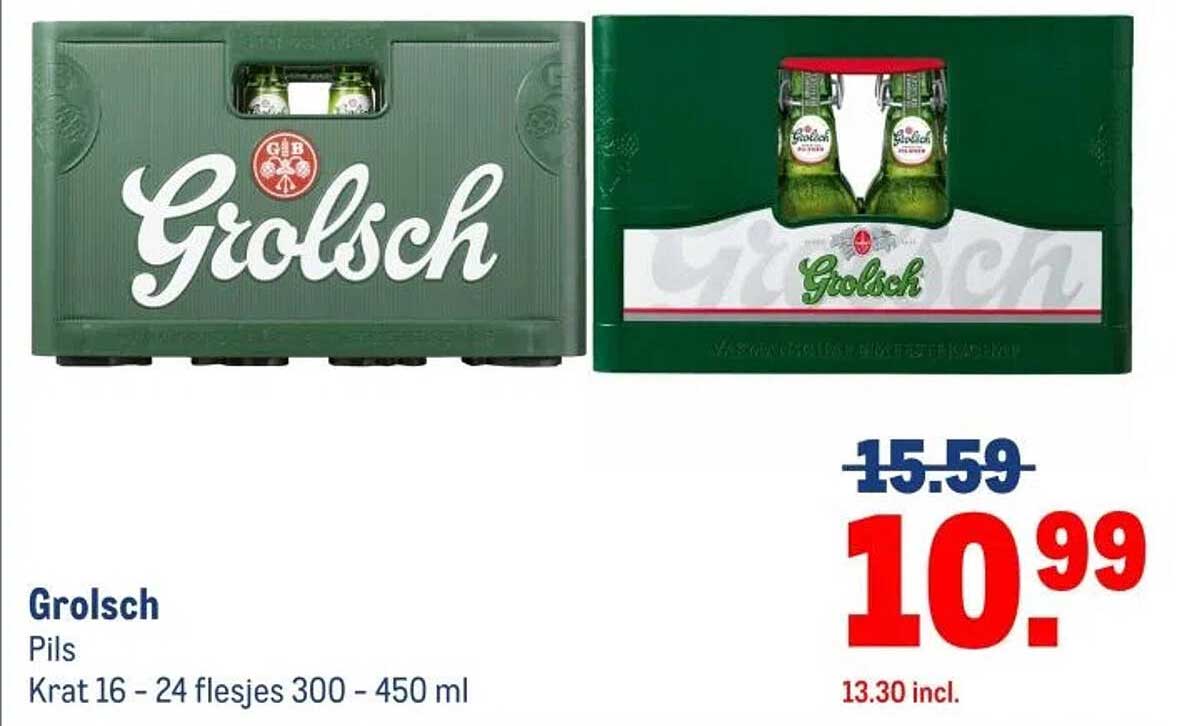 Grolsch Pils Krat 16 - 24 flesjes 300 - 450 ml