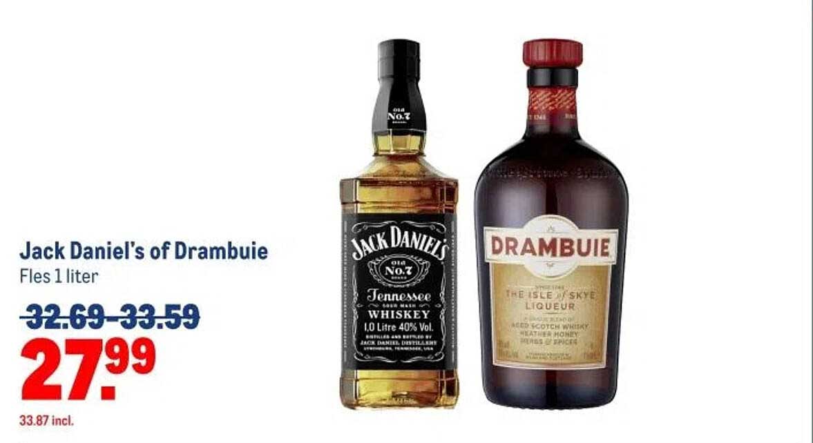 Jack Daniel's of Drambuie Fles 1 liter