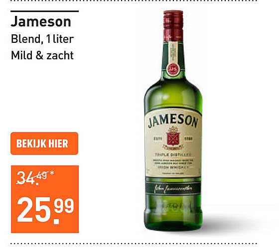 Jameson Blend, 1 liter Mild & zacht