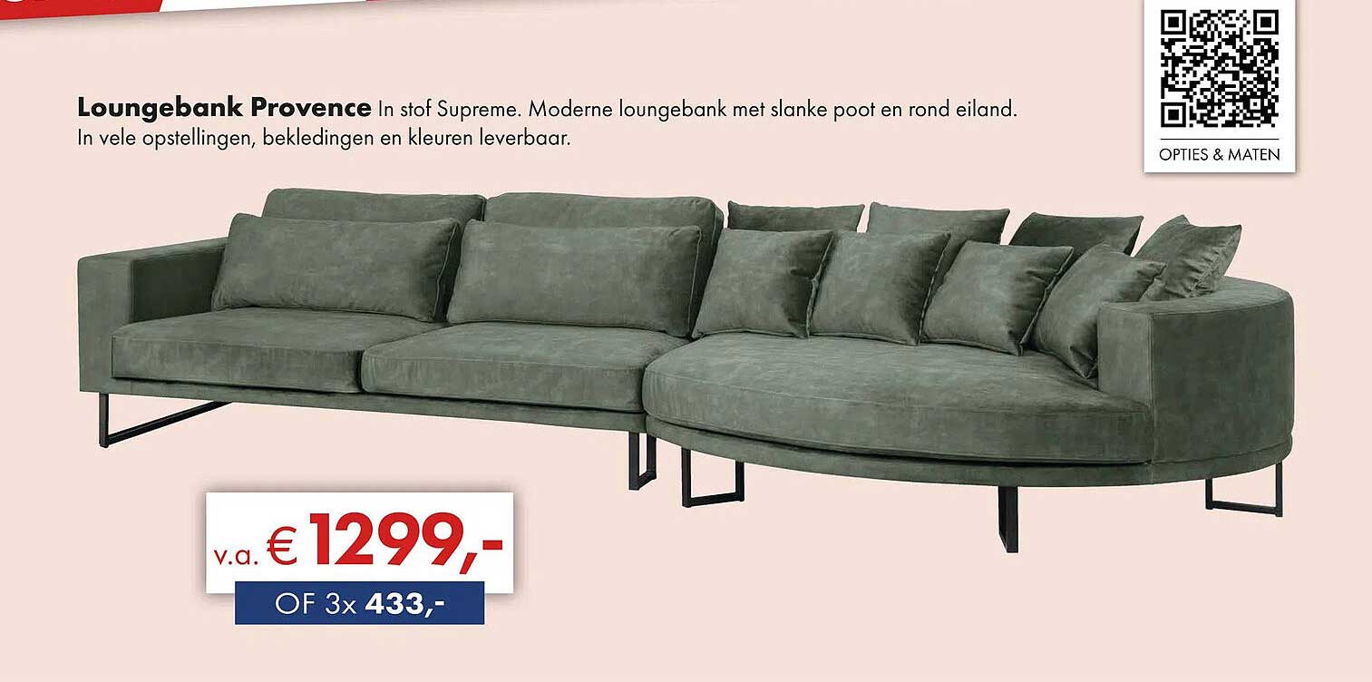 Loungebank Provence in stof Supreme