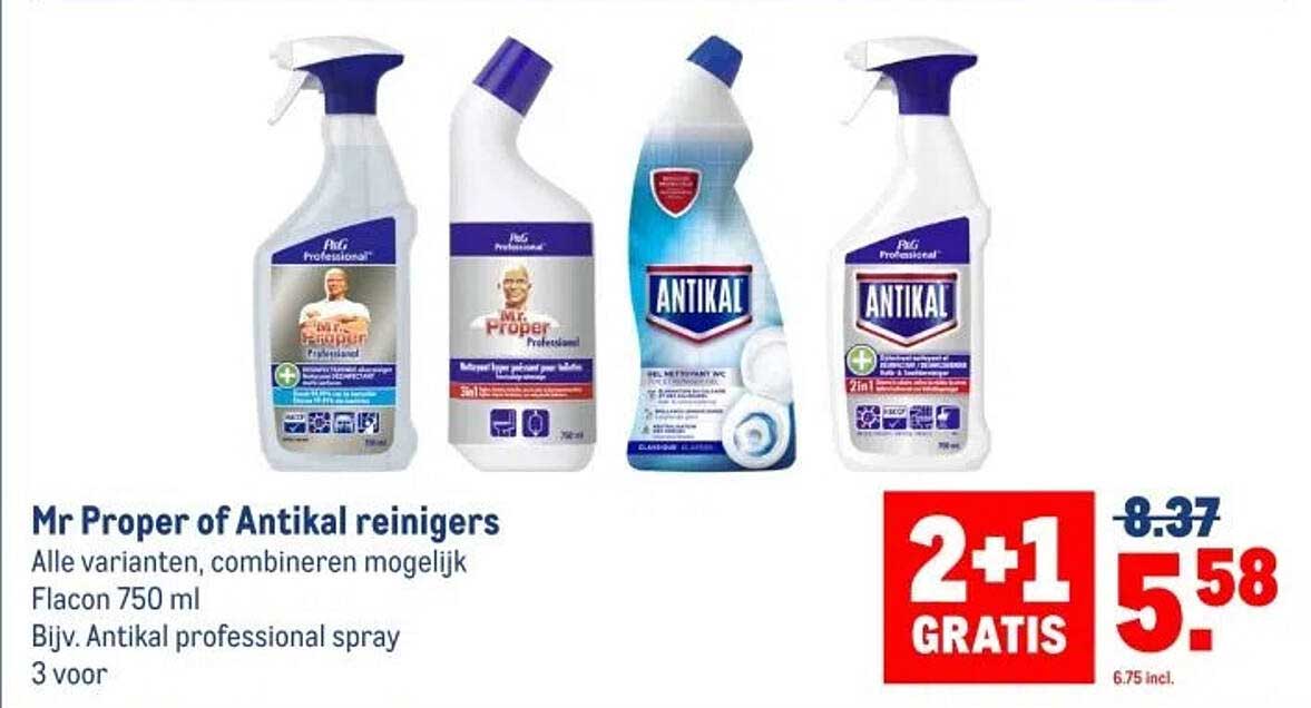 Mr Proper of Antikal reinigers - 2+1 GRATIS