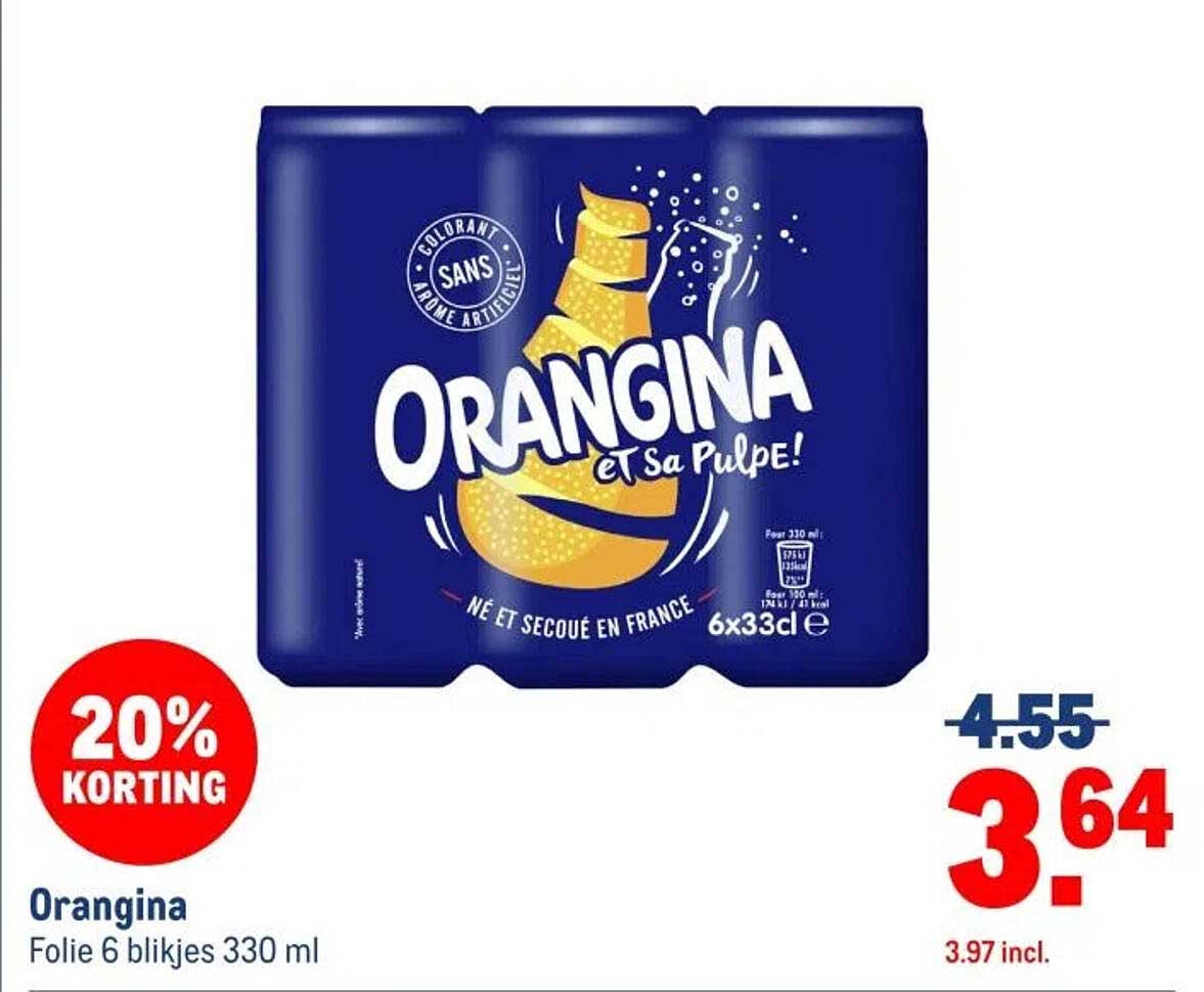 Orangina Folie 6 blikjes 330 ml