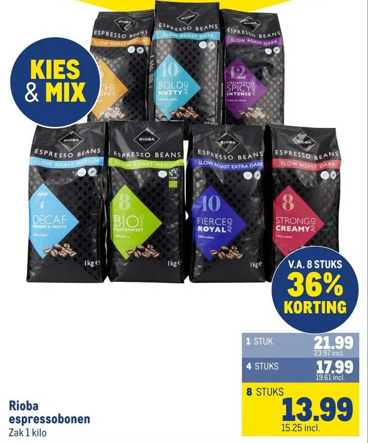 Rioba espressobonen Zak 1 kilo