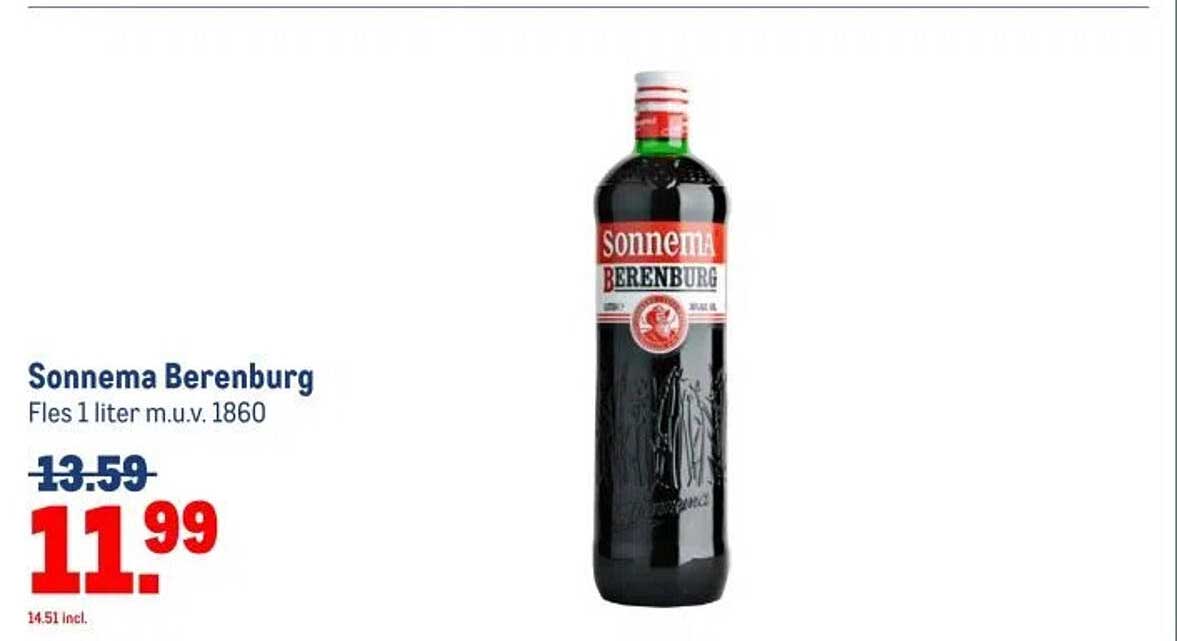 Sonnema Berenburg Fles 1 liter m.u.v. 1860