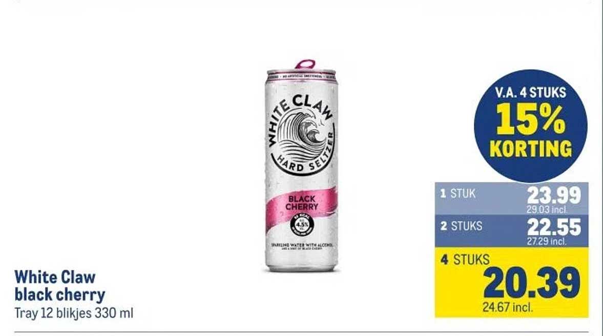 White Claw black cherry Tray 12 blikjes 330 ml