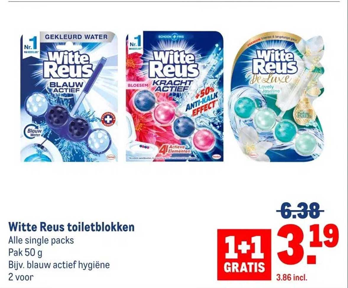Witte Reus toiletblokken - 1+1 GRATIS