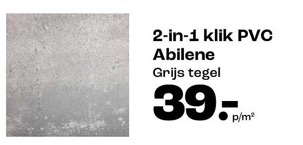 2-in-1 klik PVC Abilene Grijs tegel