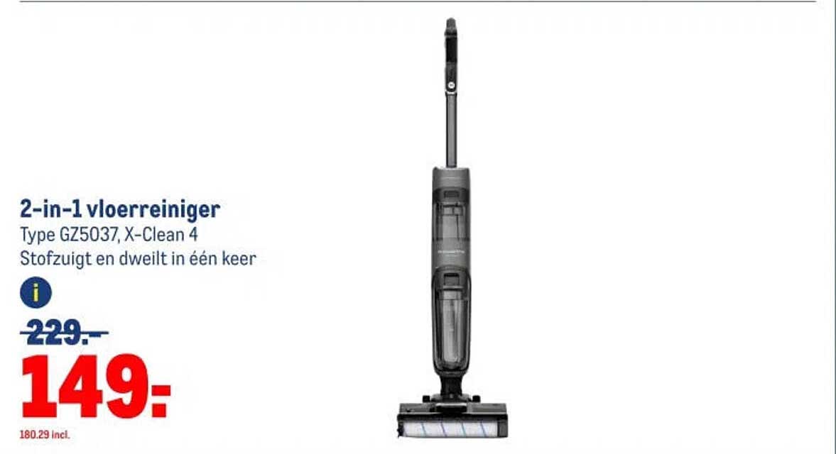 2-in-1 vloerreiniger Type GZ5037, X-Clean 4 Stofzuigt en dweilt in één keer