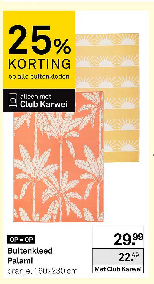 25% KORTING op alle buitenkleden