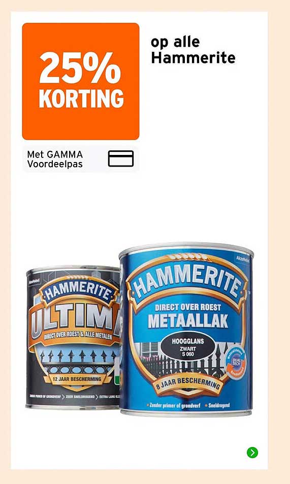 25% korting op alle Hammerite met GAMMA Voordeelpas