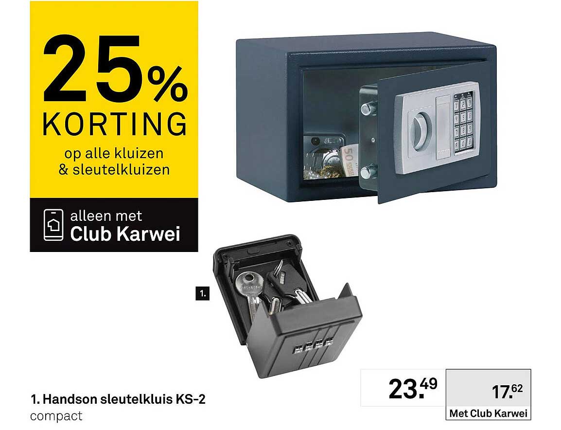 25% KORTING op alle kluizen & sleutelkluizen alleen met Club Karwei