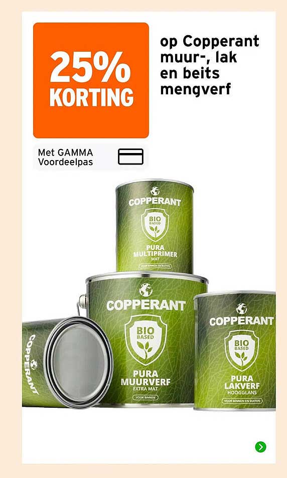 25% KORTING op Copperant muur-, lak en beits mengverf