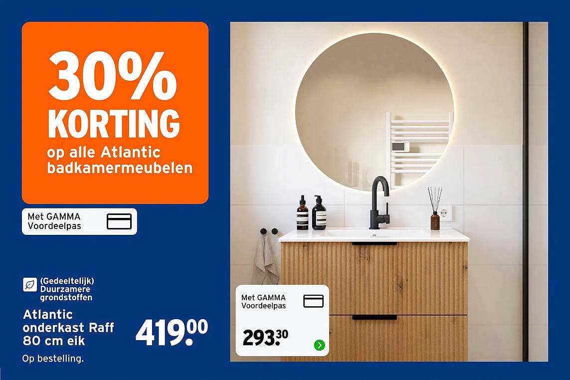 30% KORTING op alle Atlantic badkamermueebelen
