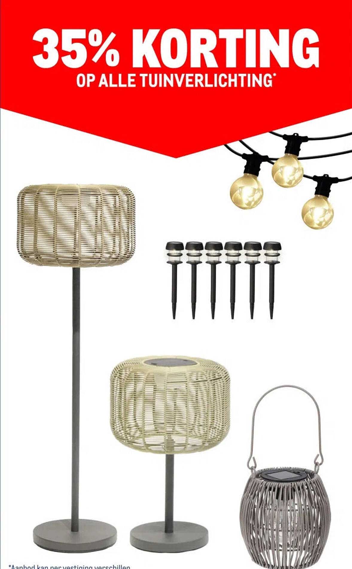 35% korting op alle tuinverlichting