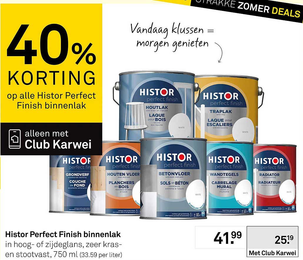 40% KORTING op alle Histor Perfect Finish binnenlak alleen met Club Karwei