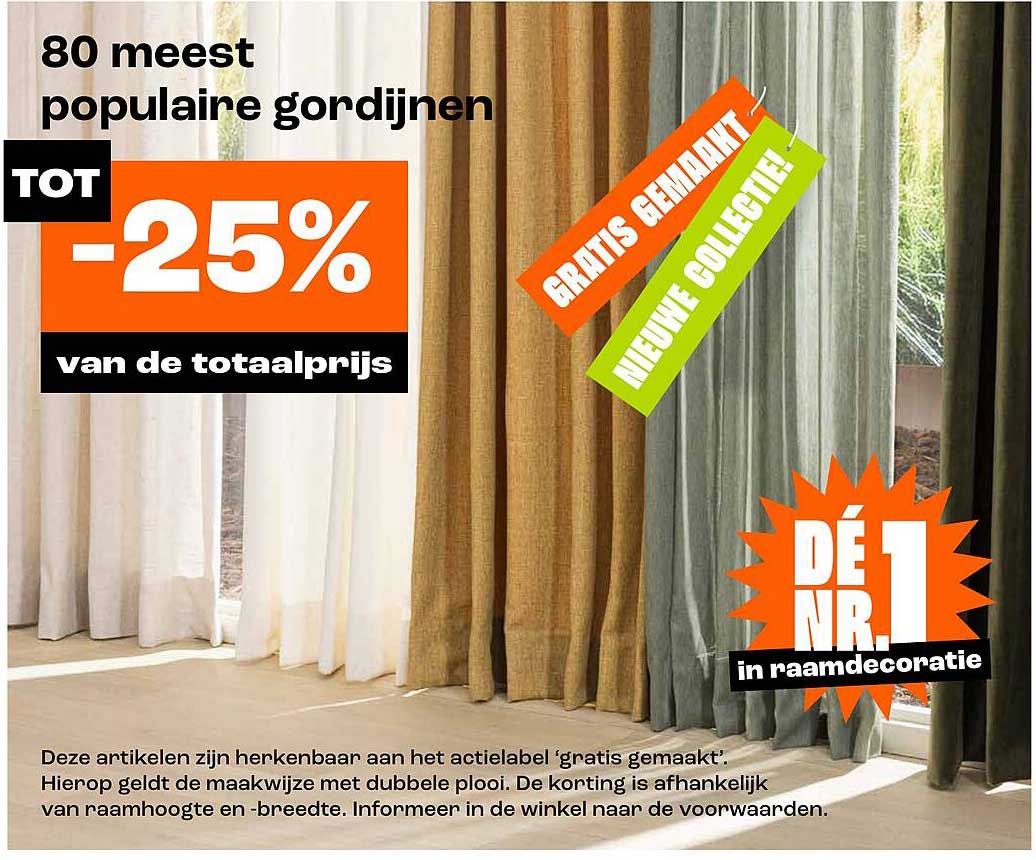80 meest populaire gordijnen TOT -25% van de totaalprijs