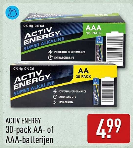 ACTIV ENERGY 30-pack AA- of AAA-batterijen
