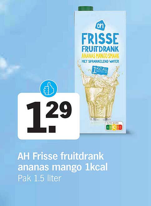 AH Frisse fruitdrank ananas mango 1kcal Pak 1.5 liter
