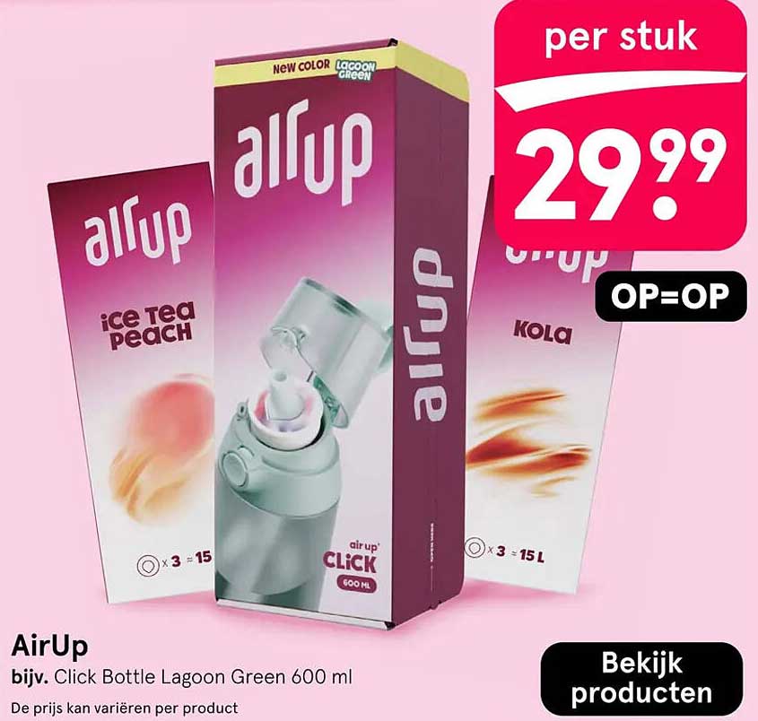 AirUp bijv. Click Bottle Lagoon Green 600 ml