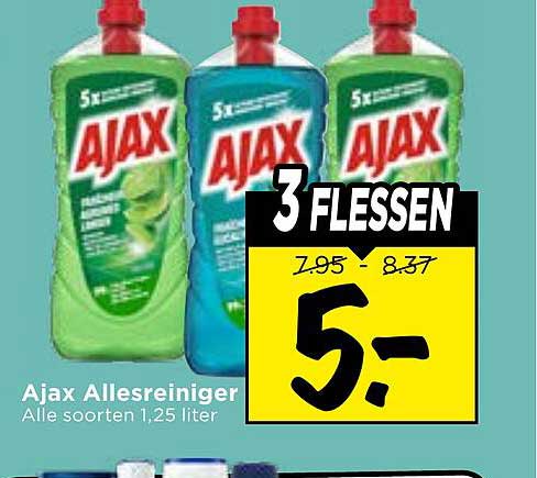 Ajax Allesreiniger Alle soorten 1,25 liter 3 flessen