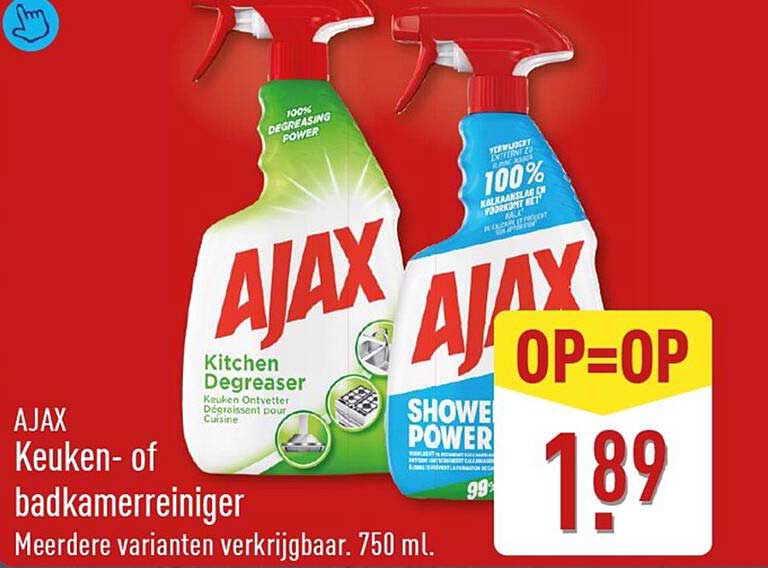 AJAX Keuken- of badkamerreiniger Meerdere varianten verkrijgbaar. 750 ml. OP=OP