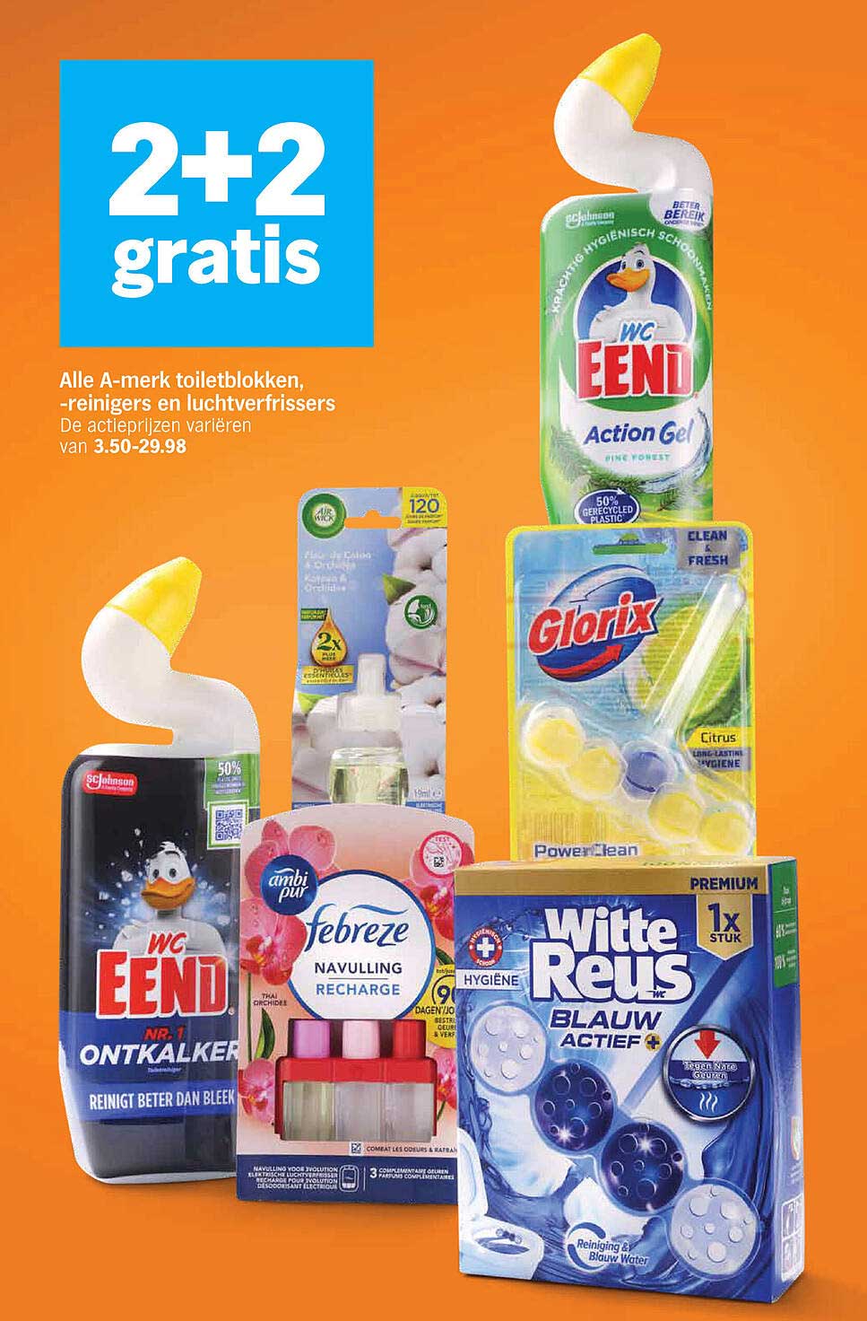 Alle A-merk toiletblokken, -reinigers en luchtverfrissers 2+2 gratis