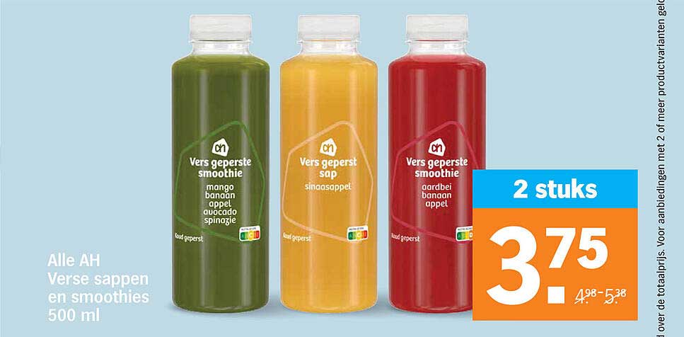 Alle AH Verse sappen en smoothies 500 ml