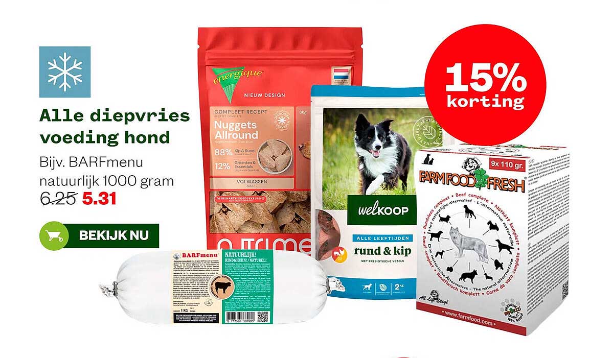 Alle diepvries voeding hond