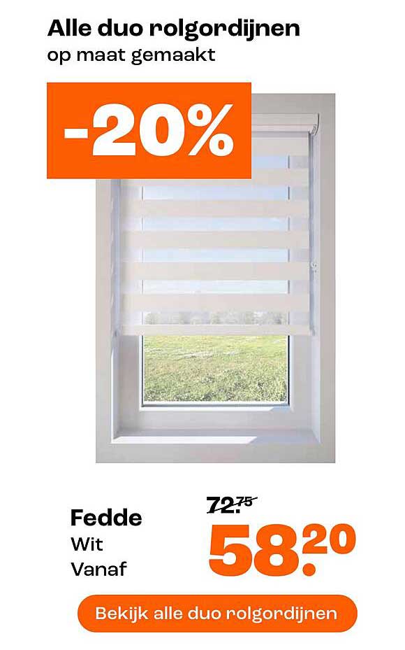 Alle duo rolgordijnen op maat gemaakt -20%