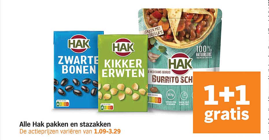 Alle Hak pakken en stazakken 1+1 gratis