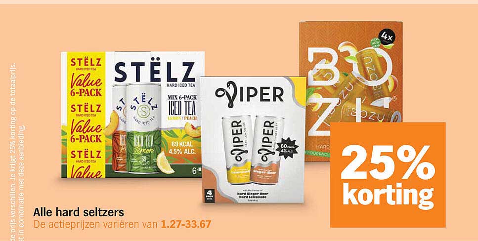 Alle hard seltzers 25% korting