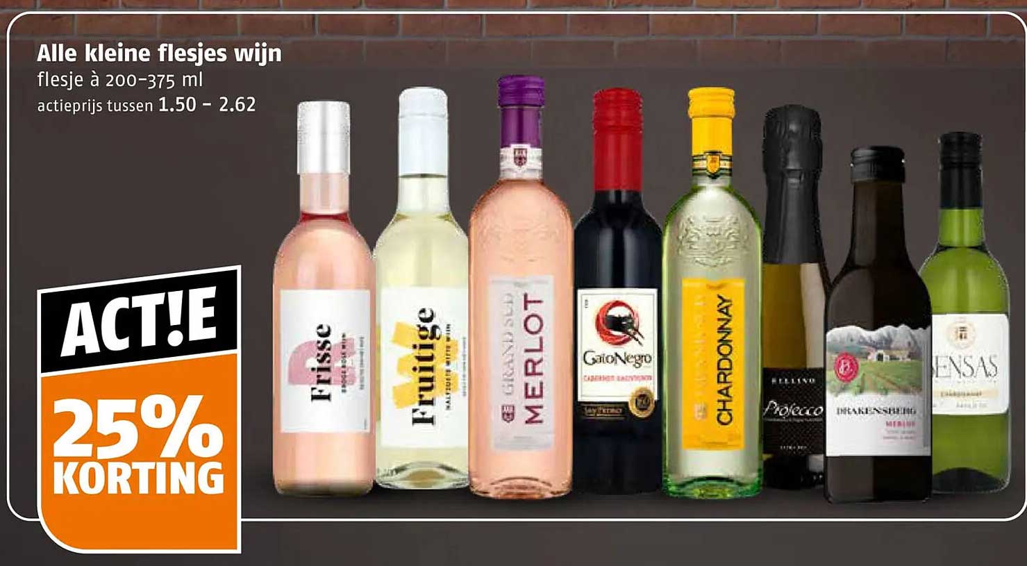 Alle kleine flesjes wijn flesje à 200–375 ml ACT!E 25% KORTING