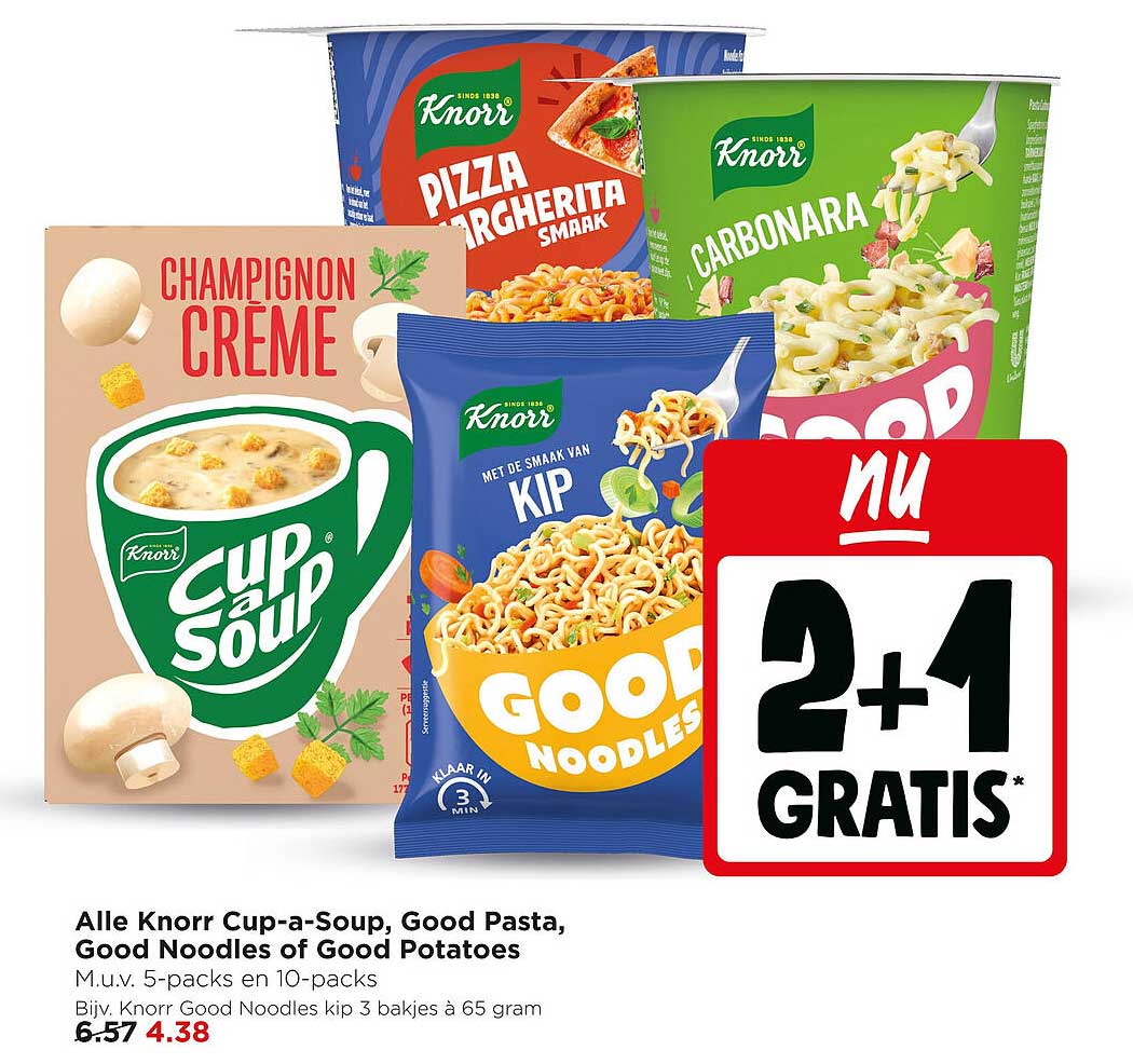 Alle Knorr Cup-a-Soup, Good Pasta, Good Noodles of Good Potatoes 2+1 gratis
