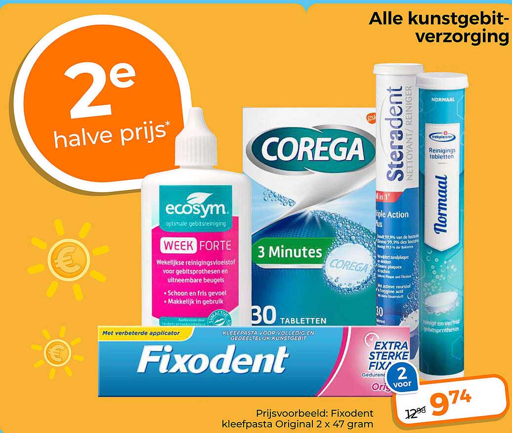 Alle kunstgebit-verzorging 2e halve prijs*