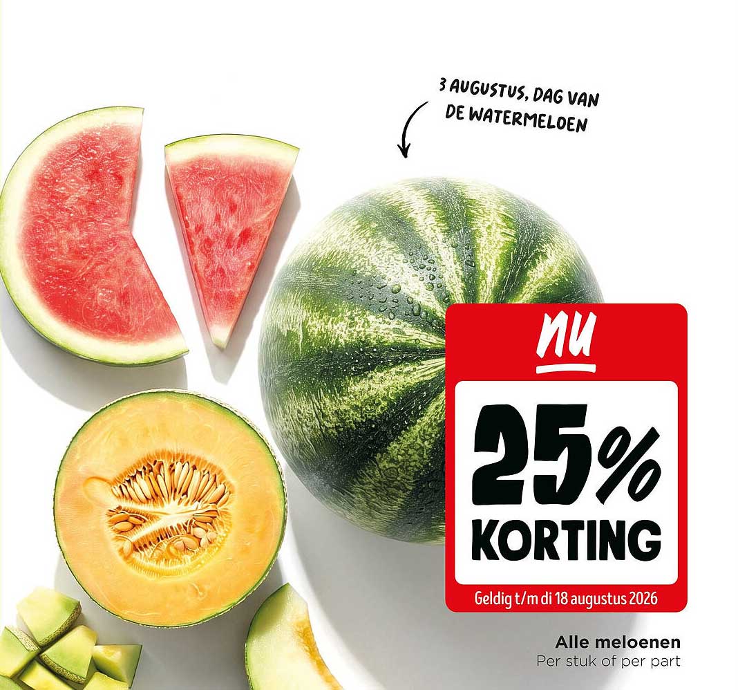 Alle meloenen - 25% korting