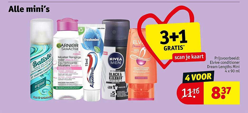 Alle mini's 3+1 GRATIS* scan je kaart