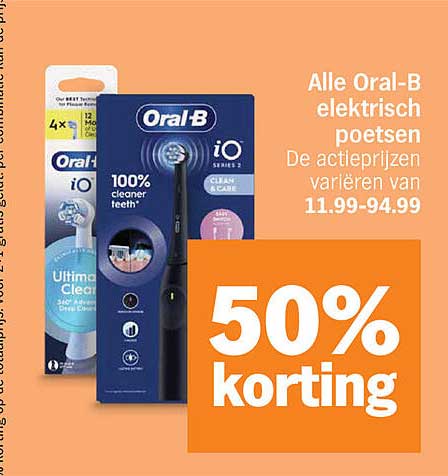 Alle Oral-B elektrisch poetsen 50% korting
