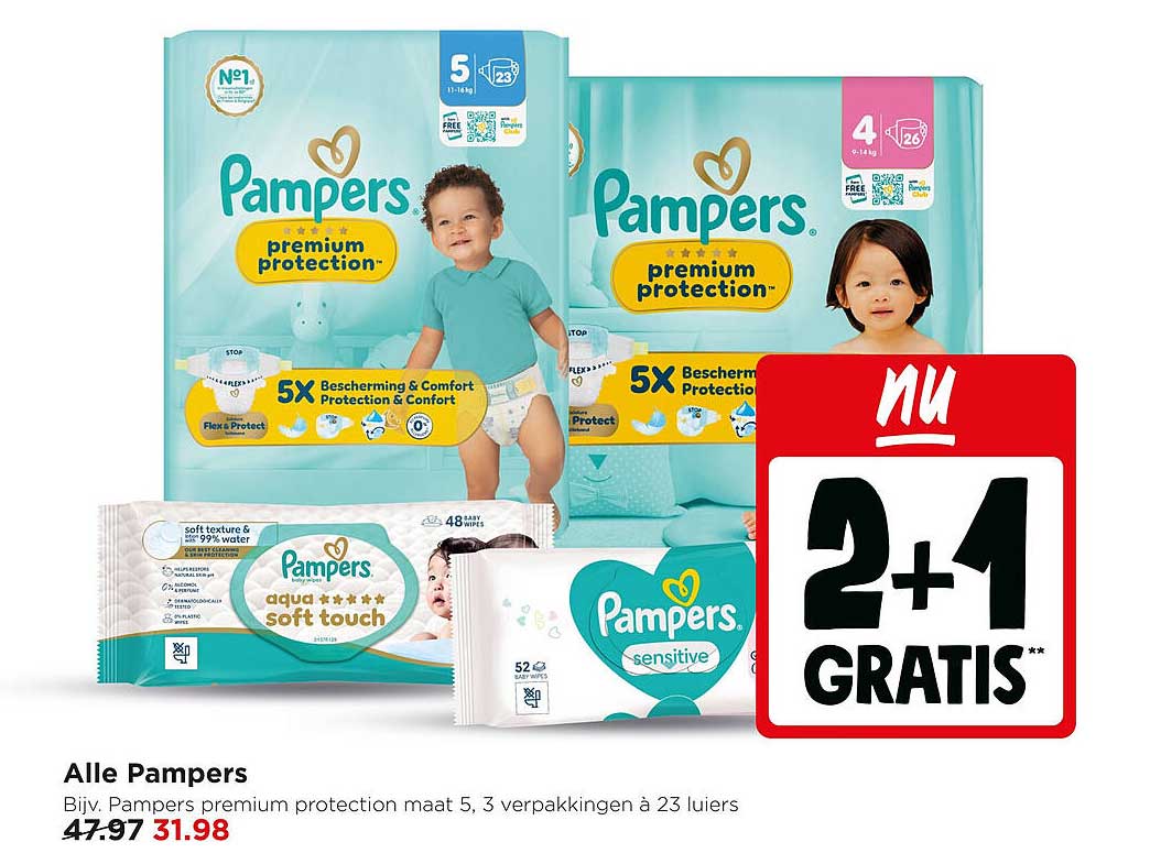Alle Pampers 2+1 gratis