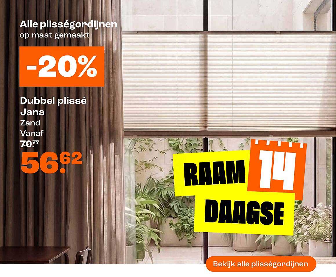 Alle plisségordijnen op maat gemaakt -20%