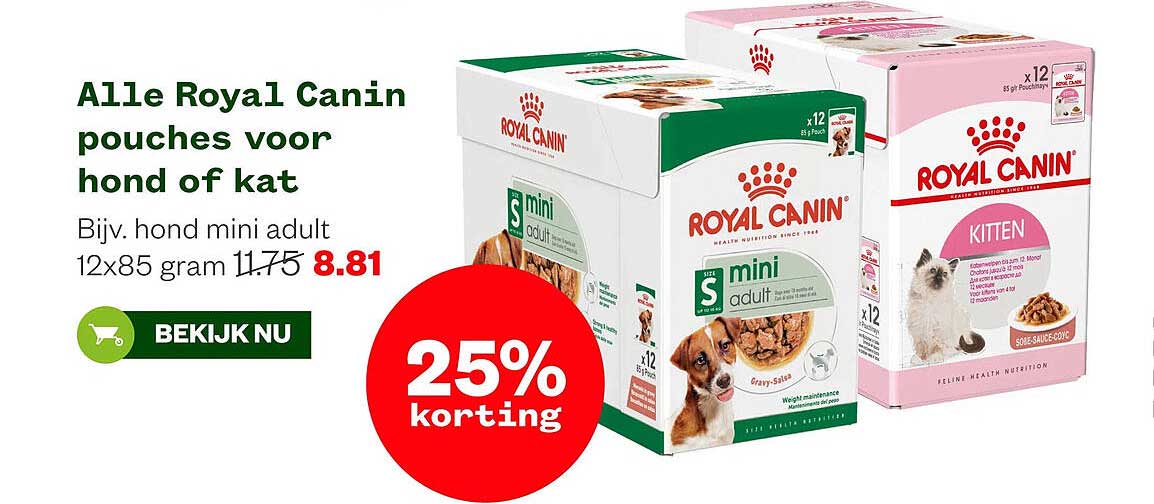 Alle Royal Canin pouches voor hond of kat