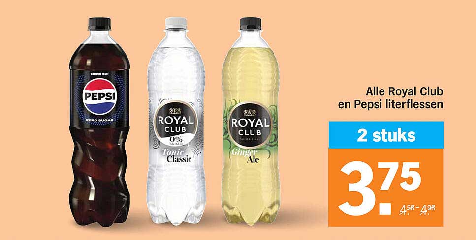 Alle Royal Club en Pepsi literflessen 2 stuks