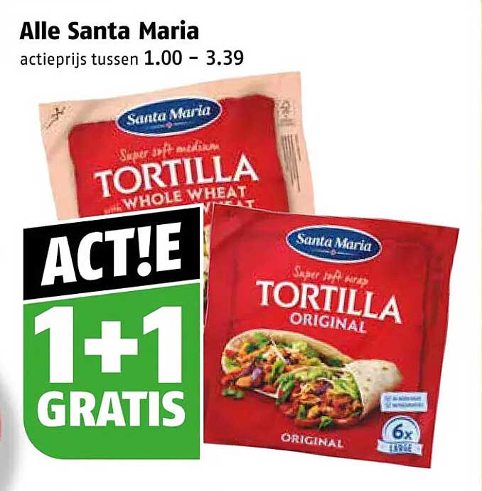 Alle Santa Maria actieprijs tussen 1.00 - 3.39 1+1 gratis