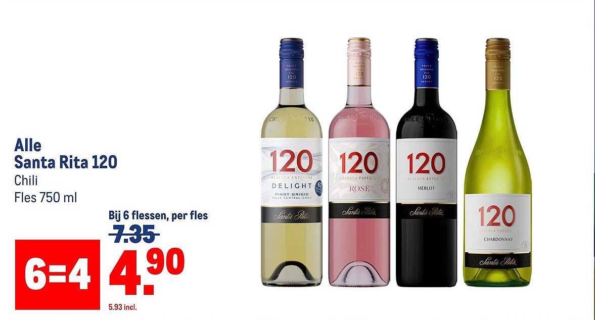 Alle Santa Rita 120 Chili Fles 750 ml 6=4