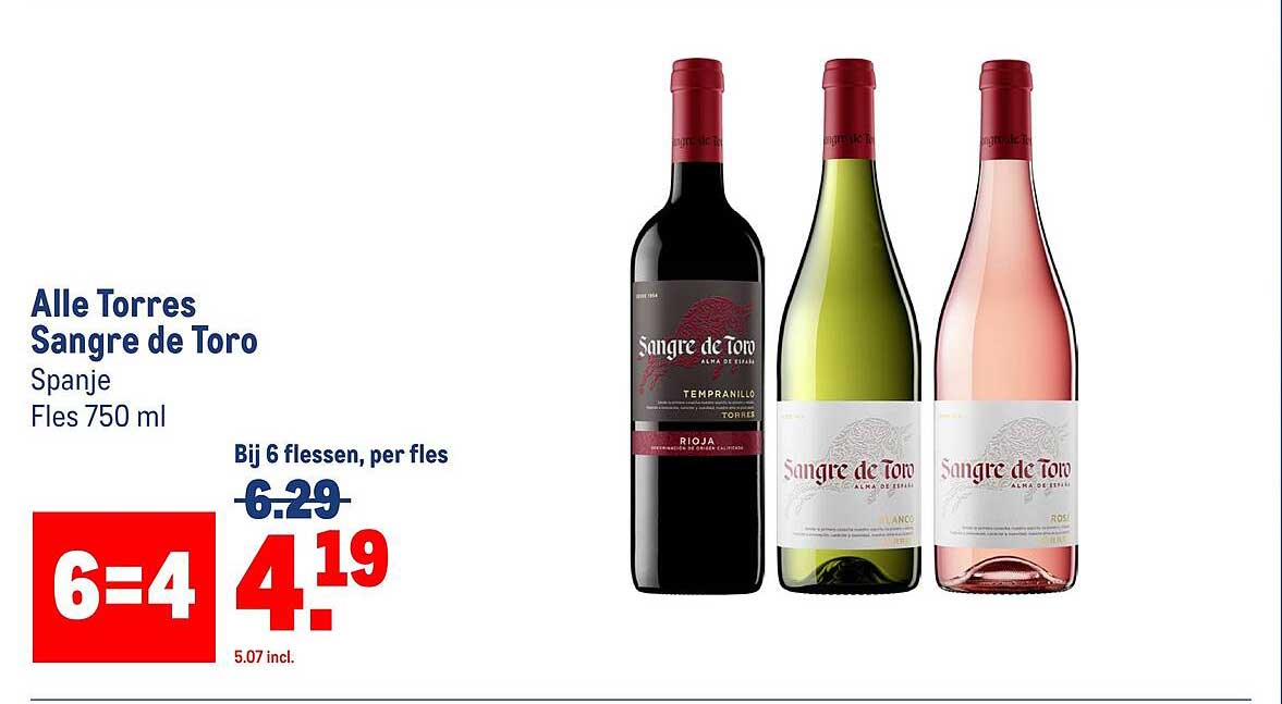 Alle Torres Sangre de Toro Spanje Fles 750 ml 6=4