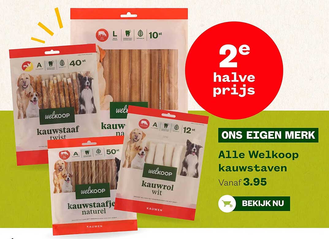 Alle Welkoop kauwstaven 2e halve prijs