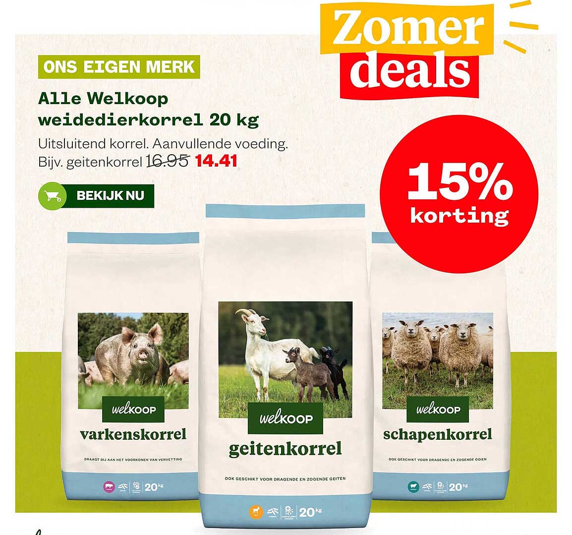 Alle Welkoop weidedierkorrel 20 kg 15% korting